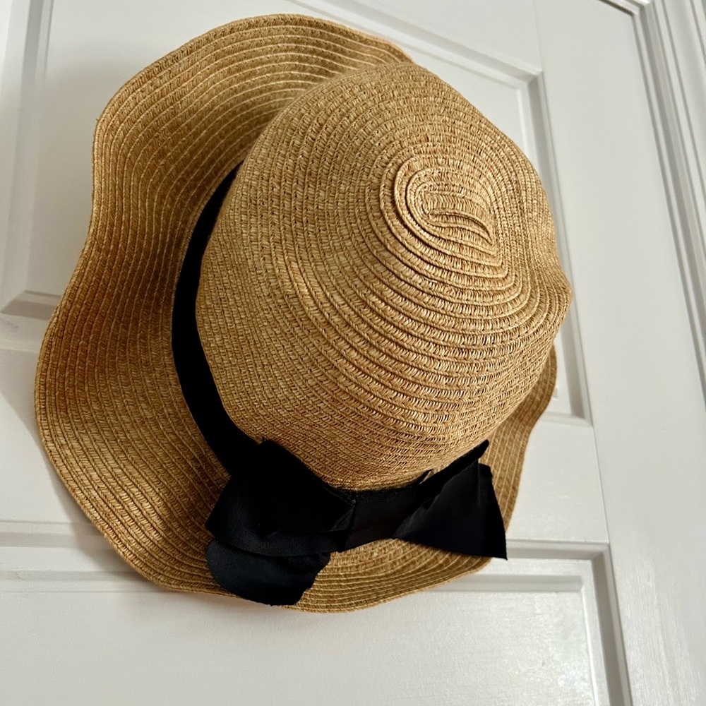 Free with Purchase! Source Unknown Tan Straw Hat with Black Ribbon